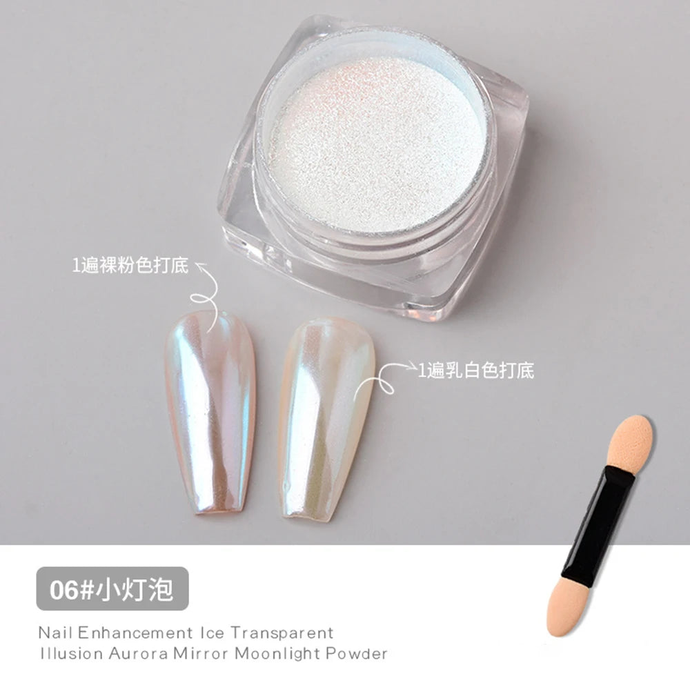 Pearl White Nails Glitter Aurora - Hailey Bieber Nails Moonlight Powders Fritillary Shell Mirror Pigment Nail Decoration