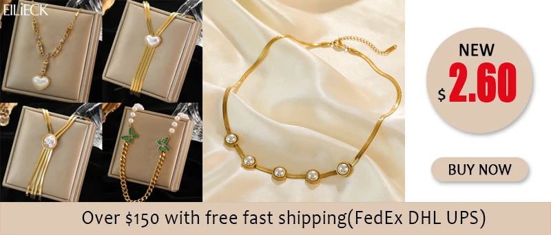 EILIECK 316L Stainless Steel Heart Pendant Chain Necklace for Women Stylish Trend Girls Neck Choker Jewelry Gifts Waterproof
