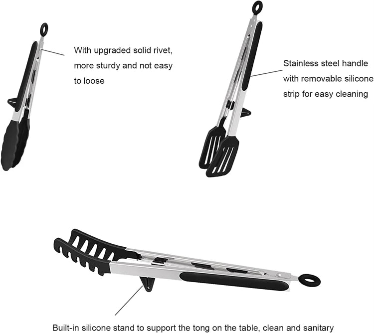 LMETJMA Kitchen Tongs Silicone Food Tongs Non Stick Cooking Serving Tongs For BBQ Salad Steak Pasta Spaghetti Noodles JT302