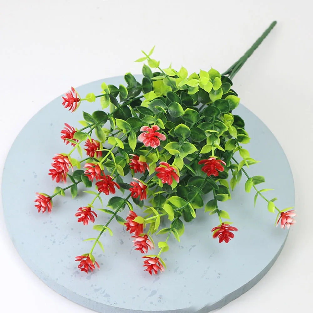 1 Bundle Artificial Flowers Outdoor UV Resistant Shrubs Plants Fake Flower Greenery for Office Kitchen Wedding Garden Decor