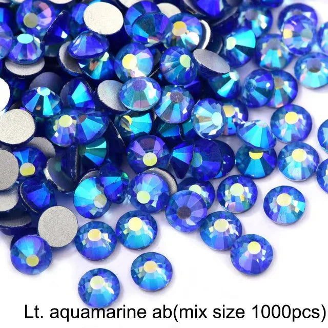 1440Pcs/Pack Flatback 3D Glass Swarovsky DIY Nails Rhinestones Art Decoration Shiny Crystal Stones Gems Manicure
