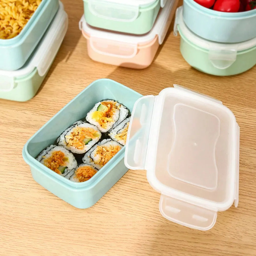 2pcs Mini Refrigerator Crisper Lunch Box Kitchen Bento Box Leakproof Food Container for Camping and Picnic Home Supplies