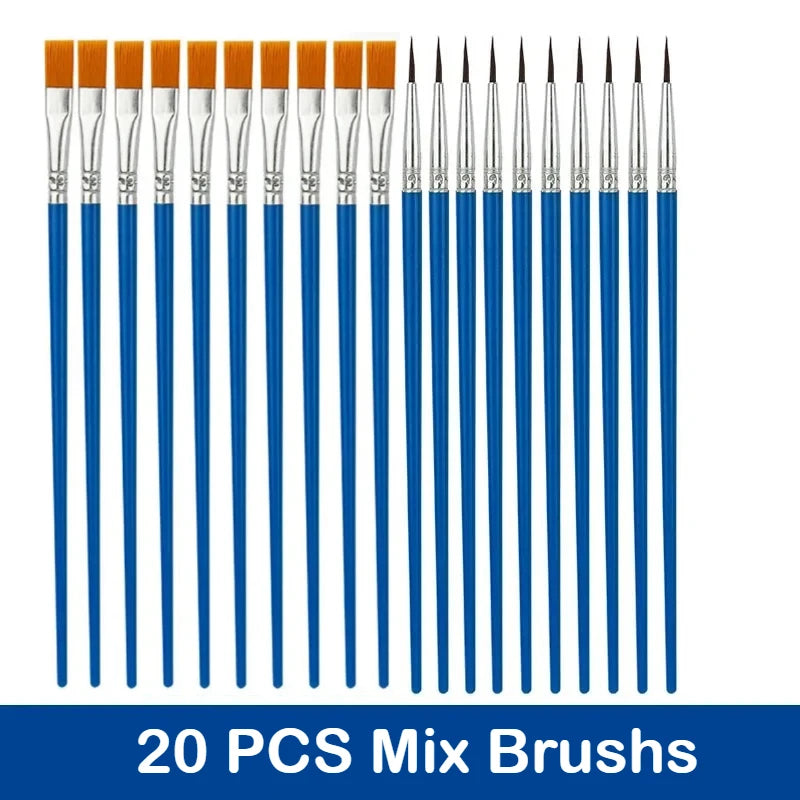 10/20/50Pcs Painting Brushes Set Art Round Flat Hair Nylon Hair Paint Brush Pen for Oil Acrylic Watercolor School Art Supplies
