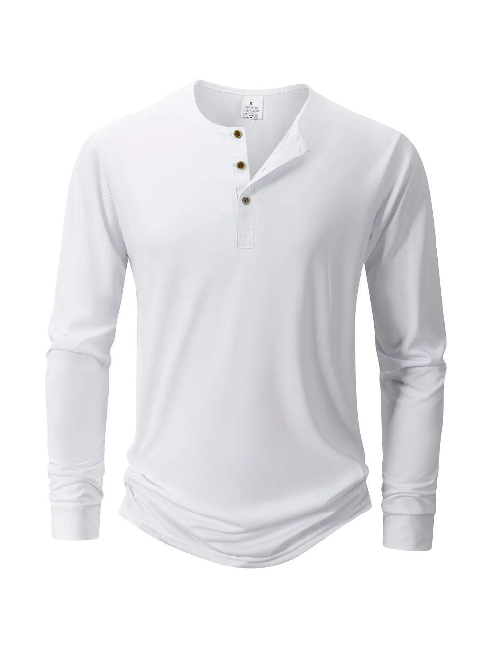 Men's T Shirt Autumn Button Long Sleeve Henley Neck T-Shirt Solid Color Casual Breathable Versatile Tops Fashion Slim T-Shirts
