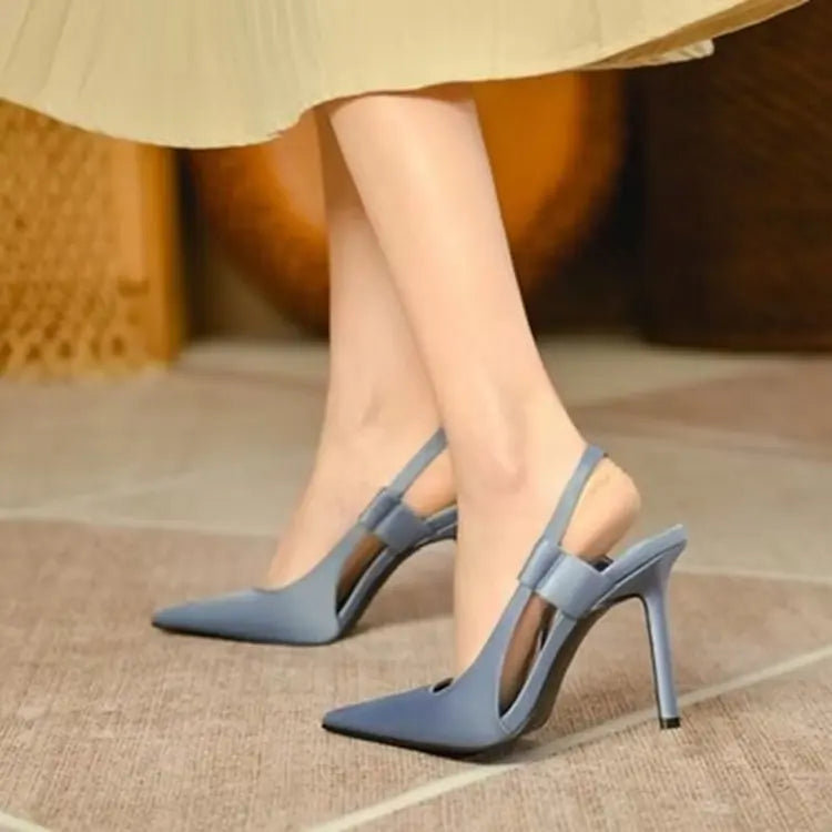 Women Sandals New Summer High Heels Closed Toe Single Sandals Thin Mid-heeled Fashion Hollow Pointed Toe Women Sandals
