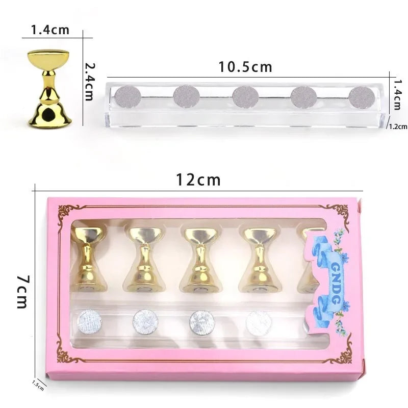 New 5pcs Magnetic Nail Stand Sample Nails Display Nail Polish Holder Nail Magnet Tips Reusable Putty MJZSJ03