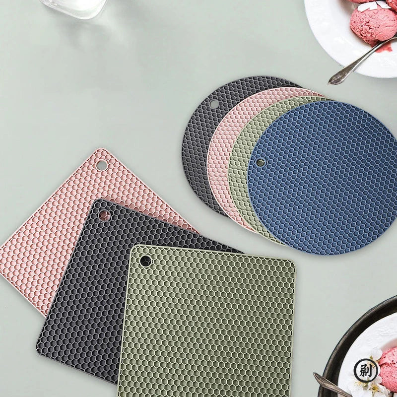 2/4 PCS Multifunction Heat Resistant Silicone Mat Drink Cup Coasters Nonslip Pads Pot Holder Table Placemat Kitchen Accessories