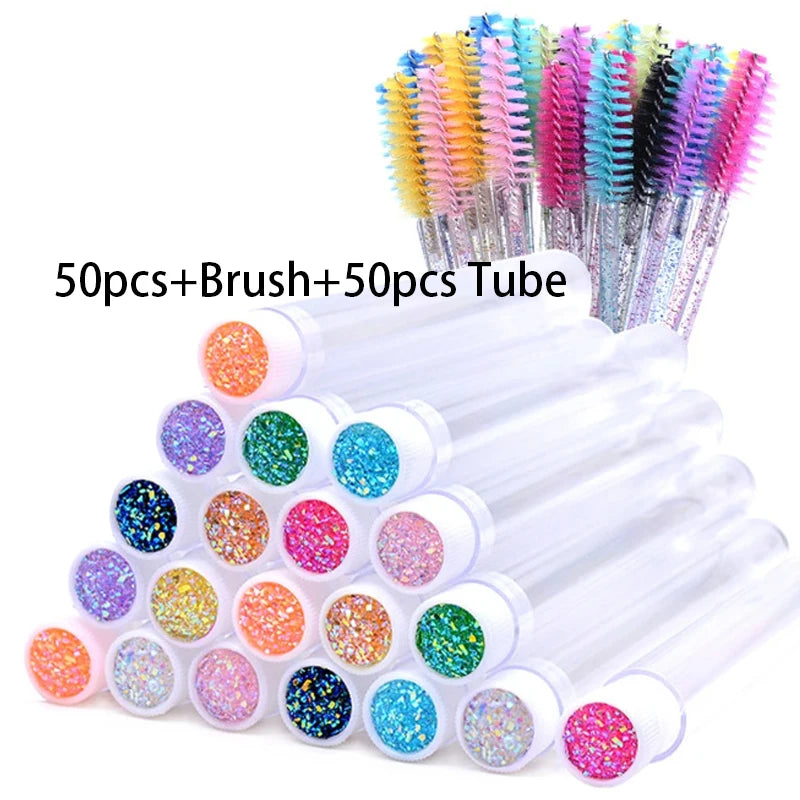 25/50PCS Dust-Proof Eyelash Brush Tube Empty Reusable Lash Mascara Wand Case Eyebrow Comb Makeup Applicators Container wholesale