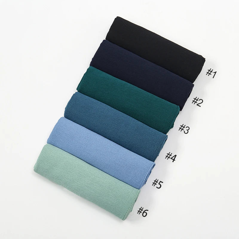 New Arrival Crinkle Rayon Hijab Women Muslim Scarf Shawls Solid Headscarf Wraps Big Size Plain Islamic Turban Headbands Foulard