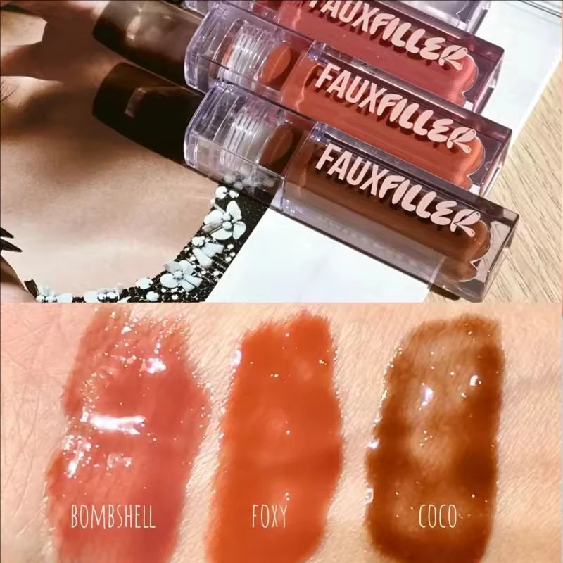ROD Lipstick Makeup Non-Sticky Lip Gloss Hydrating Crystal Clear Lip Oil Plumping Moisturize Tinted Lipstick Natural Lip Makeup