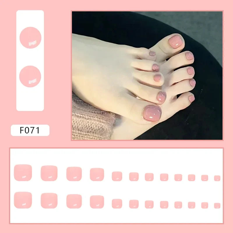 Simple French Press on Nails Fake Nails Tips with Sticker False Toenail Design Butterfly Lovely Girl False Toenail