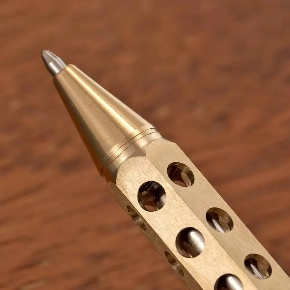 Retro Brass Pen Bolt Action Signature Ballpoint Pen for Business Christmas Birthday School Student Office Stationery