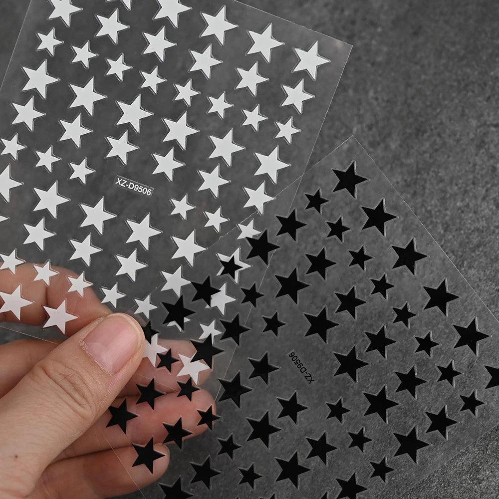 8Pcs/Set 3D Y2K Stars Nails Stickers 8-Colors Pentagram Self-Adhesive Nail Decals Five-point Stars Manicure Decoration Sliders 2