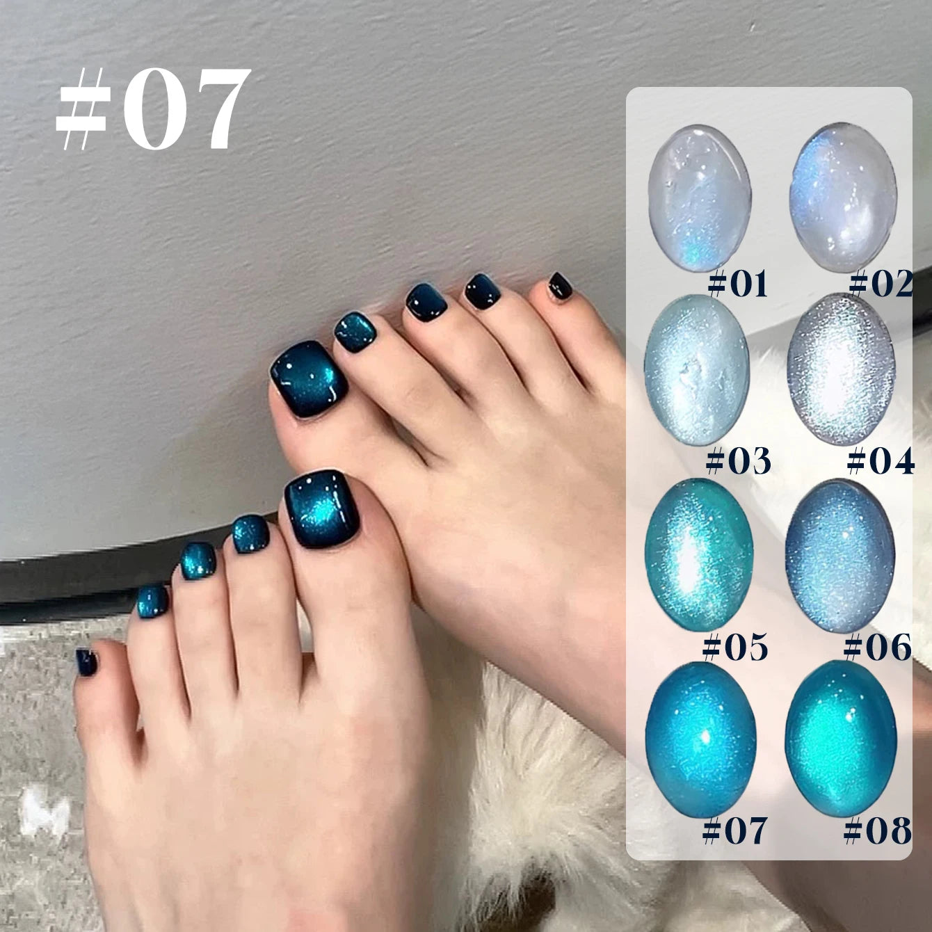 12ML 1-6PCS Summer And Autumn Island Glass Bead Magnet Cat Eye Gel Nail Polish Blue Nails Nail Art Nail Supplies