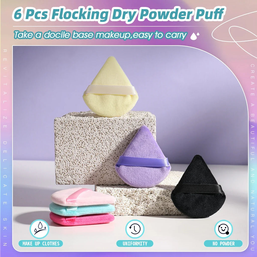 10/20Pcs Triangle Velvet Powder Puff Pizza Flours Mini Face Makeup Sponge Cosmetics Washable Lightweight Makeup Tool