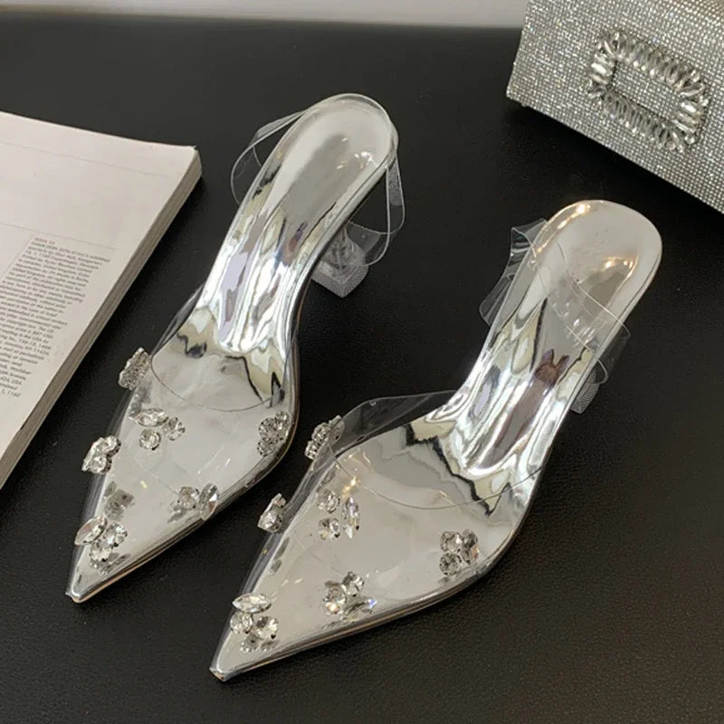 Eilyken CRYSTAL PVC Transparent Women Pumps Fashion Pointed Toe High Heels Party Mules Shoes Zapatillas De Mujer