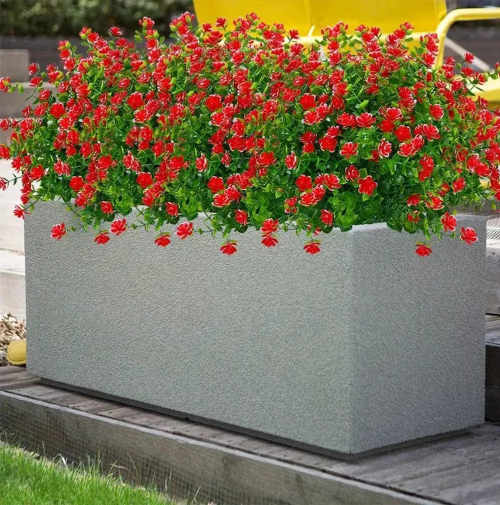 1 Bundle Artificial Flowers Outdoor UV Resistant Shrubs Plants Fake Flower Greenery for Office Kitchen Wedding Garden Decor