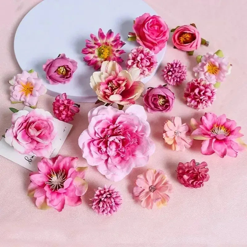 1Bag Artificial Flower Head For Home Room Wedding Decoration Handmade Craft Wreath Christmas Tree Decor 2025 Navidad Supplies