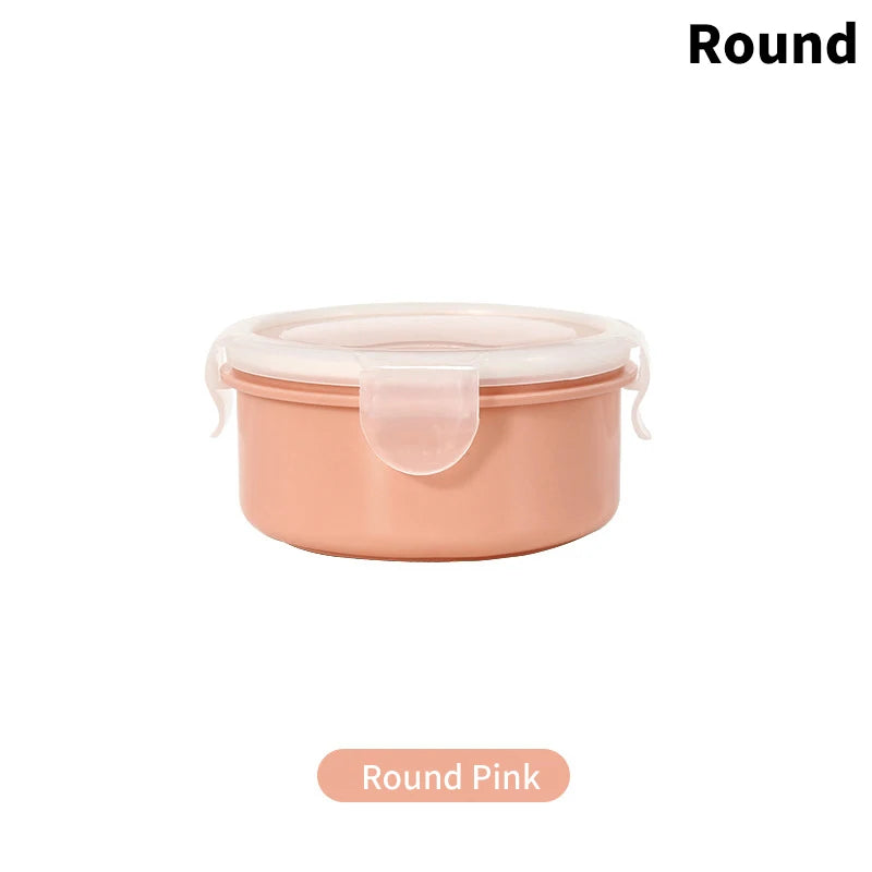 Mini Refrigerator Crisper Small Lunch Box Plastic Airtight Jar Storage Box Round Kitchen Insulated Lunch Box Organizer Snack Box