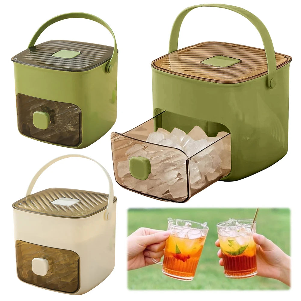 Portable Ice Maker with Handle & Storage Drawer Countertop Ice Cube Maker Compact Ice Maker Machine for Household & Outdoor Use