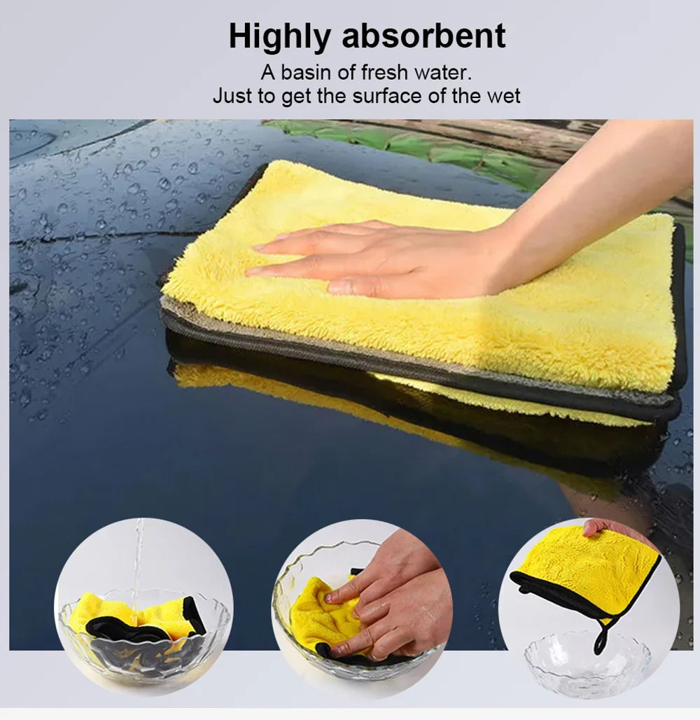 SEAMETAL 3/5/10Pcs Car Wash Microfiber Towel 30x30/60CM Car Cleaning Drying Cloth Hemming Car Care Cloth Car Wash Accessories