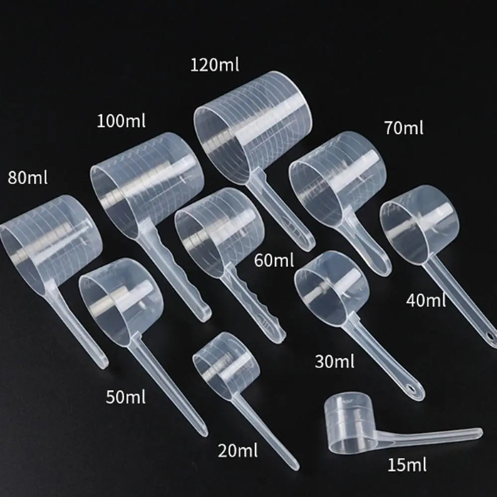 5pcs/set Transparent Plastic Spoon Measuring Flat-bottomed Spoon with Scale Useful Kitchen Baking Measuring Spoon