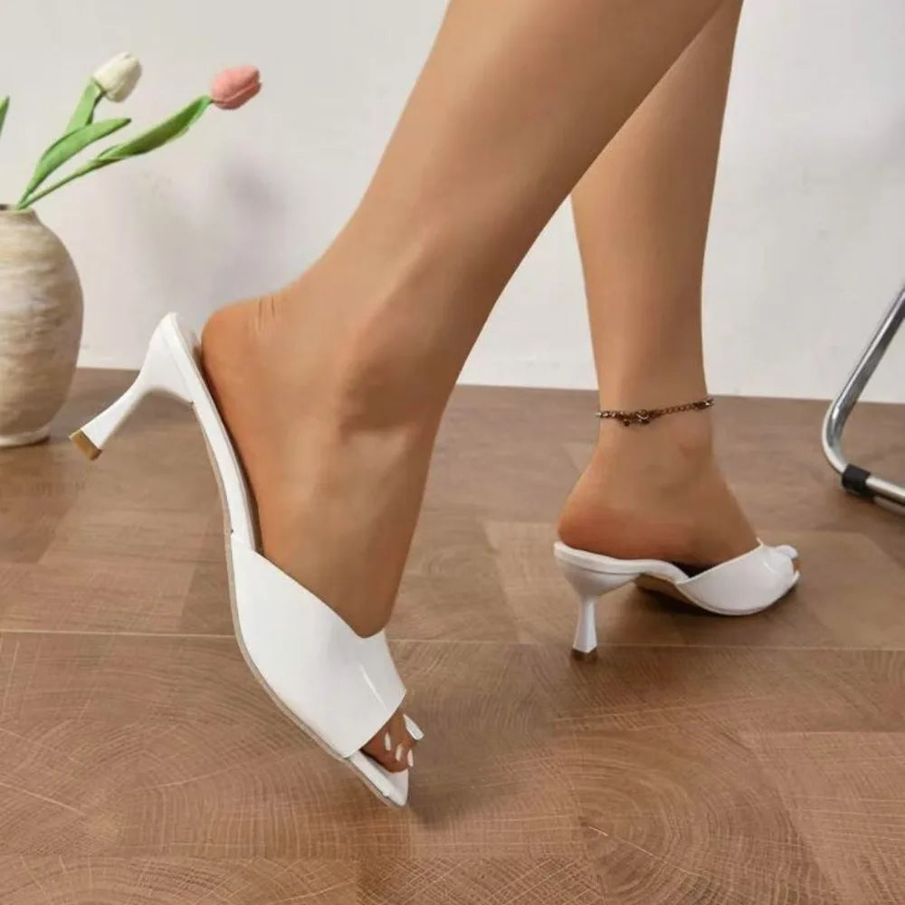Fashion Fish Mouth Slippers Summer Comfort Dress Shoes Sexy Open Toe Stiletto Sandals Elegant Office Women High Heels