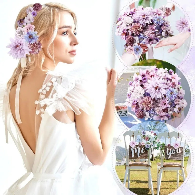 1Bag Artificial Flower Head For Home Room Wedding Decoration Handmade Craft Wreath Christmas Tree Decor 2025 Navidad Supplies