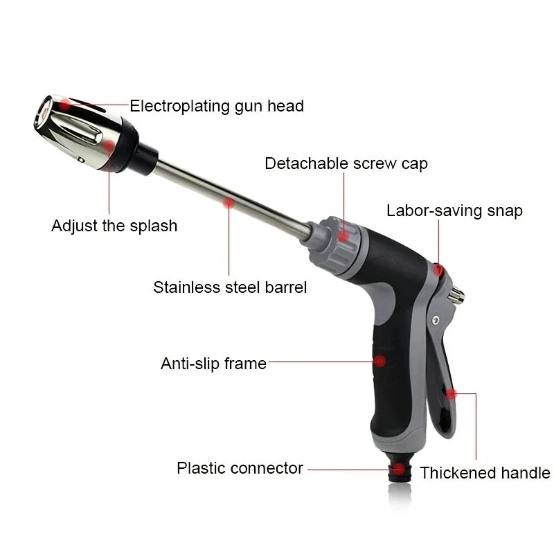 Portable High-Pressure Water Gun Adjustable Metal Cleaning Car Wash Machine Garden Watering Hose Nozzle Sprinkler Foam Water Gun