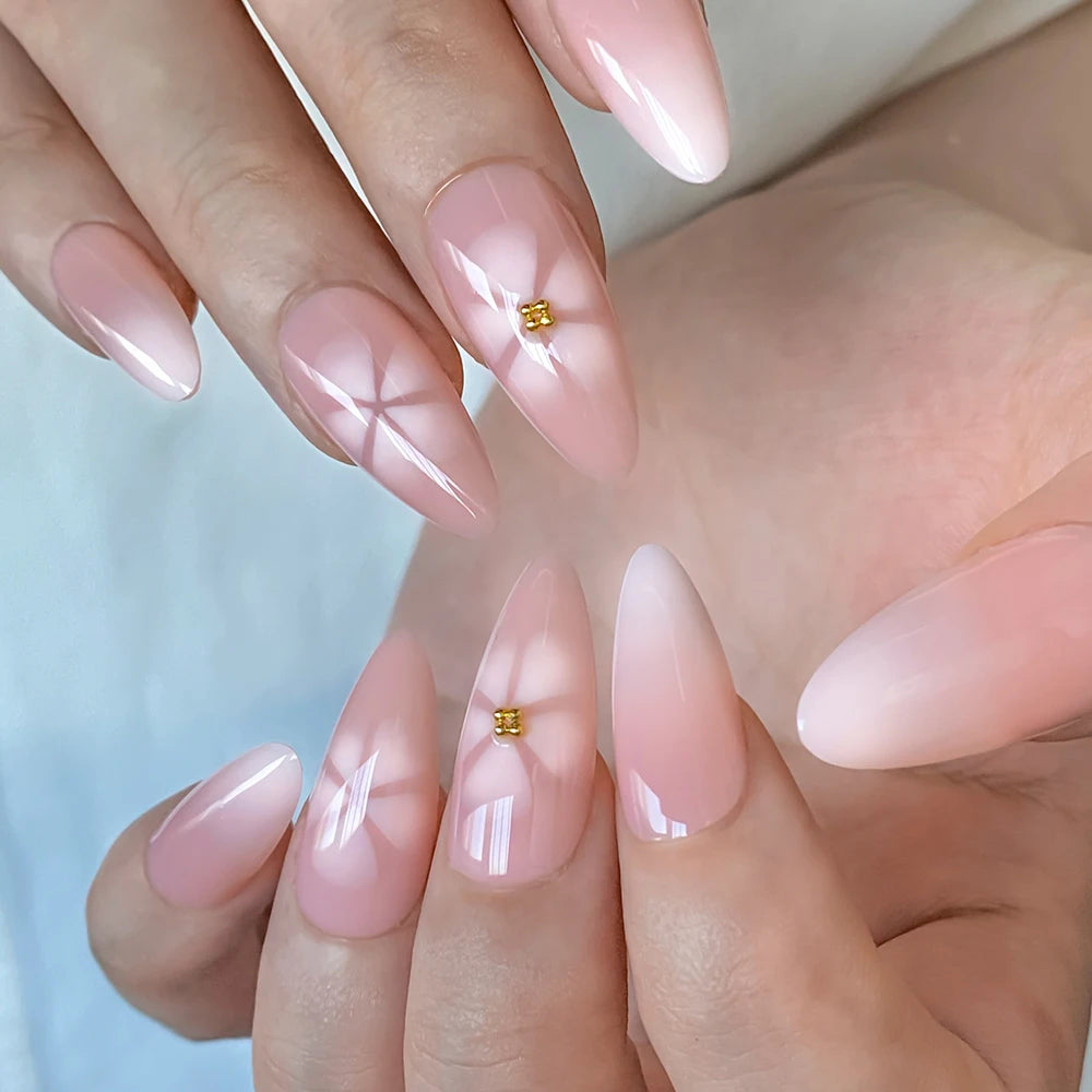24Pcs Retro Flower Long Coffin French Fake Nails Caviar Bead Floral Gold Hollow Design Press On Nail Tips Y2k Acrylic 2030