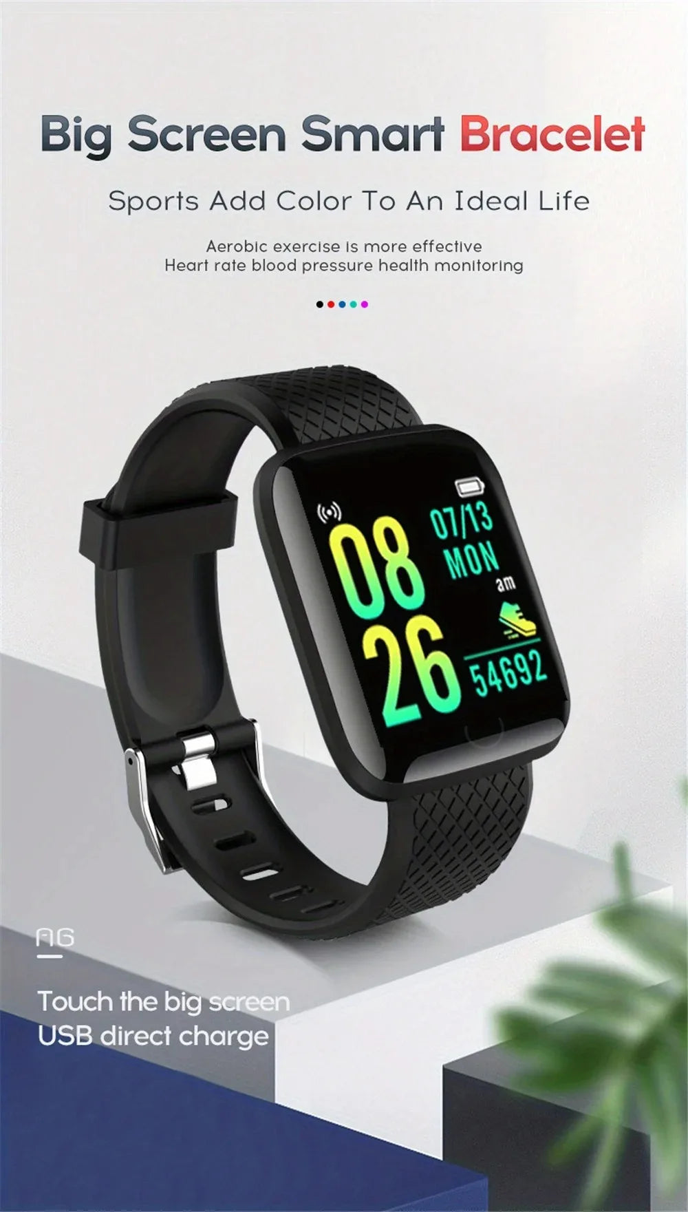 Smartwatch For Women Men Watches Heart Rate Monitor Electronic Fitness Smart Watch Calories Music Player 116Plus Y68 Bracelet