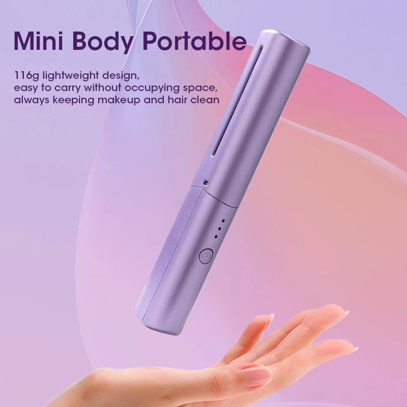 Wireless Hair Straightener and Curler Comb for Women USB Rechargeable Anti-Scald Portable Hair Brush for Home and Travel