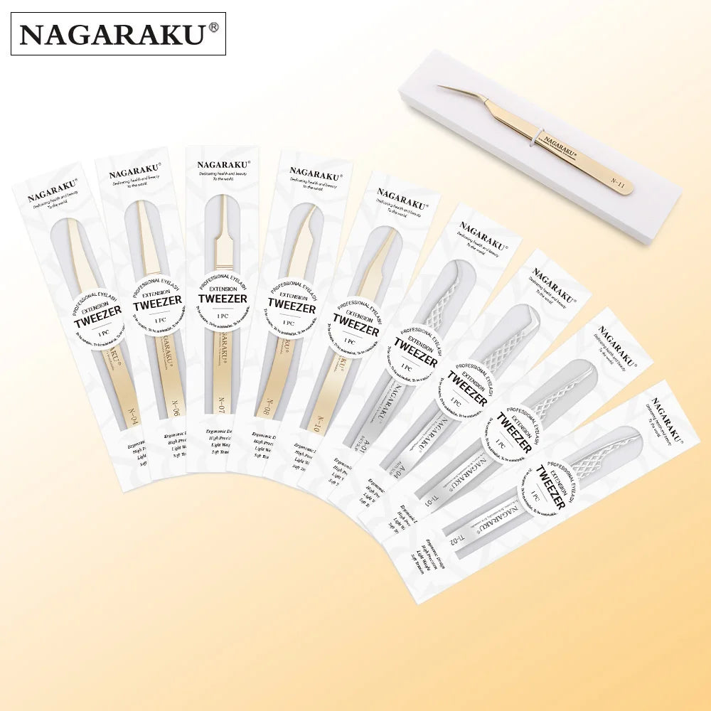 NAGARAKU Eyelash Extension Tweezers Makeup Stainless Steel Eyelash 3D accurate Clip