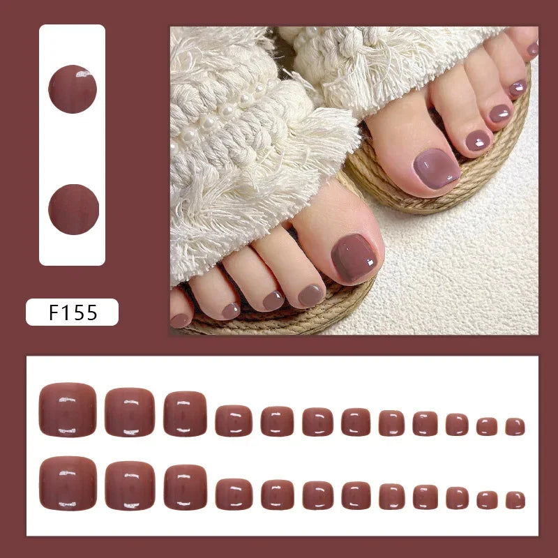 Simple French Press on Nails Fake Nails Tips with Sticker False Toenail Design Butterfly Lovely Girl False Toenail