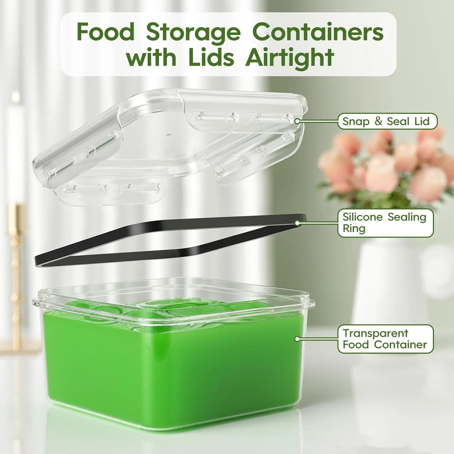 36-Piece Food Storage Containers with Lids, BPA-Free Leak Proof Plastic for Pantry and Kitchen Organization, Reusable with Labels & Pen