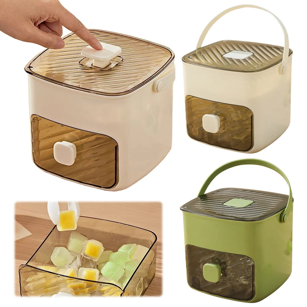 Portable Ice Maker with Handle & Storage Drawer Countertop Ice Cube Maker Compact Ice Maker Machine for Household & Outdoor Use