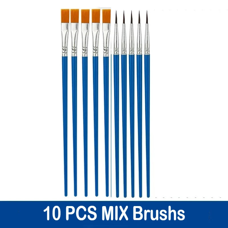 10/20/50Pcs Painting Brushes Set Art Round Flat Hair Nylon Hair Paint Brush Pen for Oil Acrylic Watercolor School Art Supplies