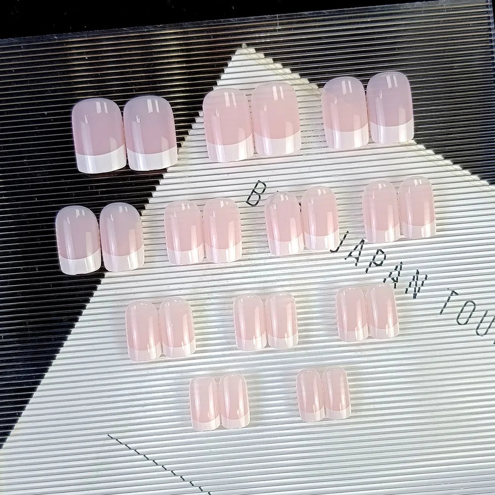 24 pieces of new French-style press-on nails (fashionable fake nail stickers), paired with 1 piece of jelly glue and 1 nail file