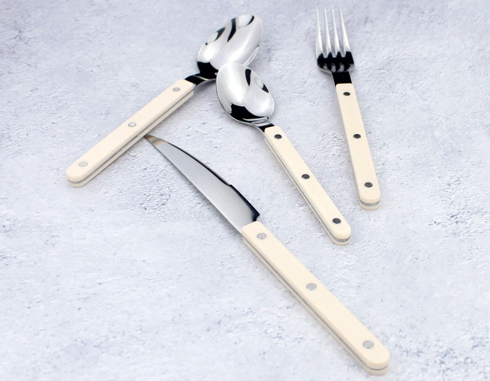 Fashionable Design Top Mirror Polishing Cutlery Sets Stainless Steel 18/8(304) ABS Handle With Rivets Silverware Set For Kitchen