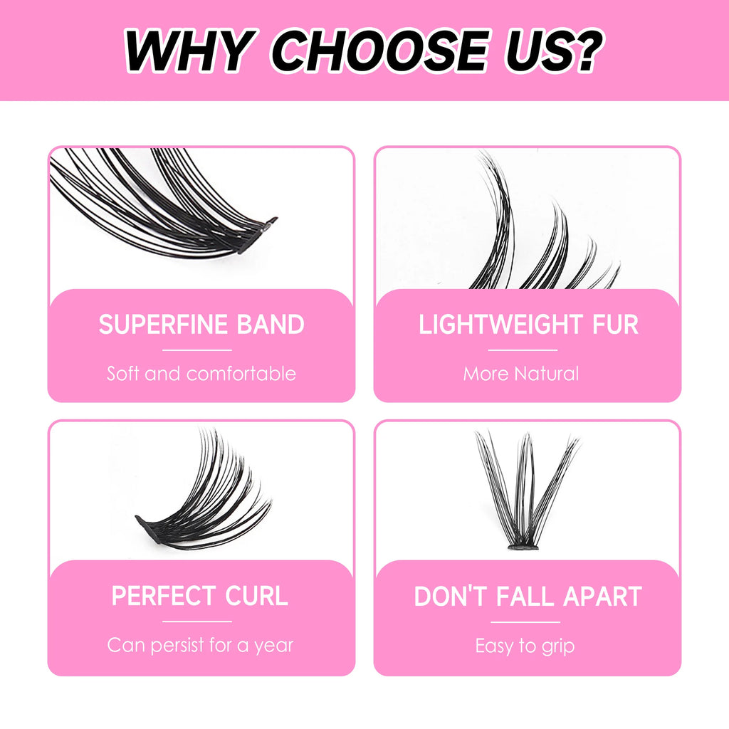 30D40D Individual Lashes Kit Natural Long DIY Cluster Eyelashes with Lash Bond and Seal Extension Kit Makeup Tools Faux Cils