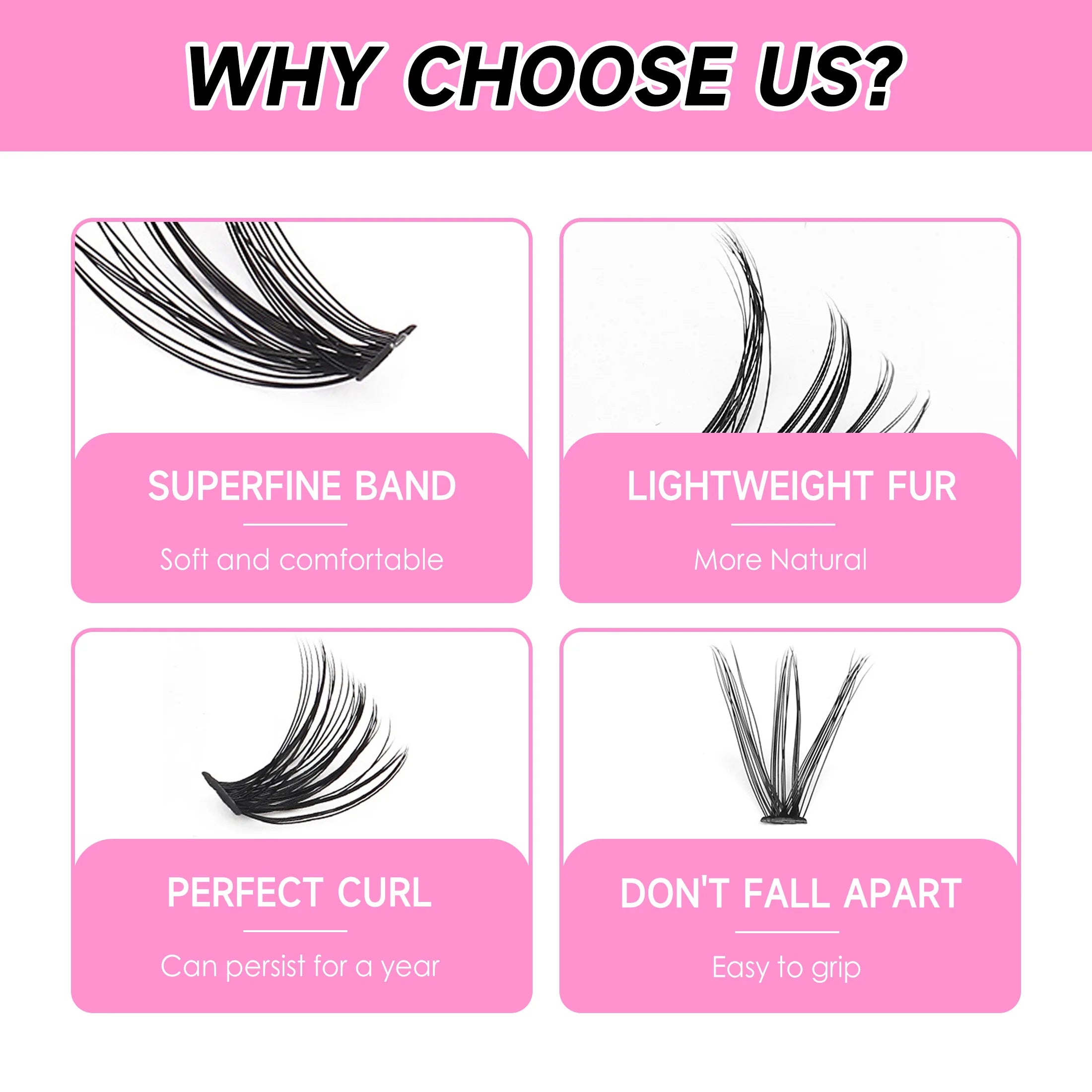 30D40D Individual Lashes Kit Natural Long DIY Cluster Eyelashes with Lash Bond and Seal Extension Kit Makeup Tools Faux Cils