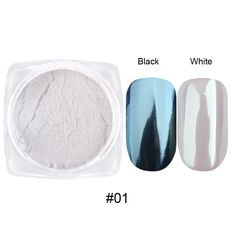 Pearl White Nails Glitter Aurora - Hailey Bieber Nails Moonlight Powders Fritillary Shell Mirror Pigment Nail Decoration