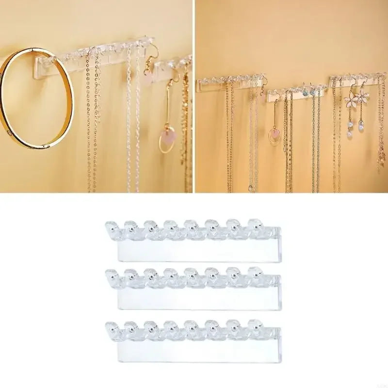 Clear Necklace Organizers Hangings Plastic Necklace Earrings Holder Wall Organizers For Bracelets Rings And Earrings H8WF