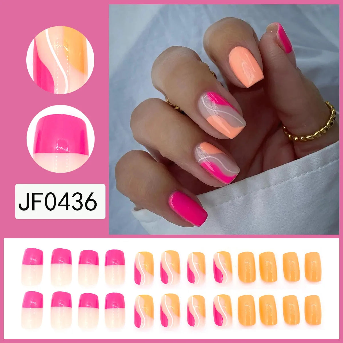 24Pcs/Set Love Ballerina Press on Nails Sets Free False Nails Adhesive Full Cover Artificial Art Fake Nail Professional Material