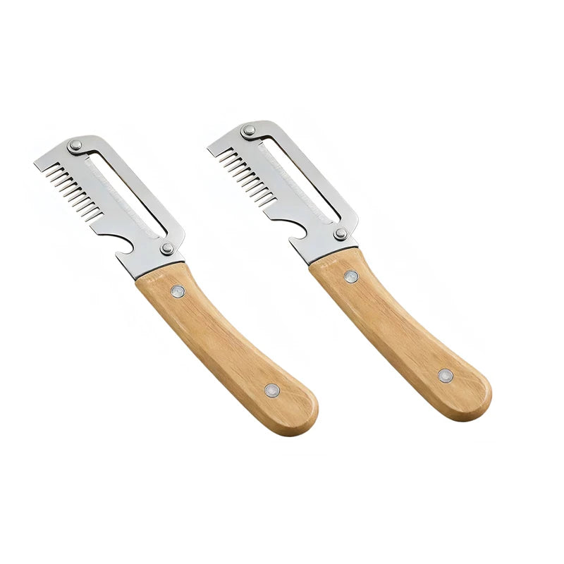 Multipurpose Vegetable Peeler Stainless Steel Kitchen Tool Wooden Handle Cutter For Scallion Potato Fruit Asparagus Winter Melon
