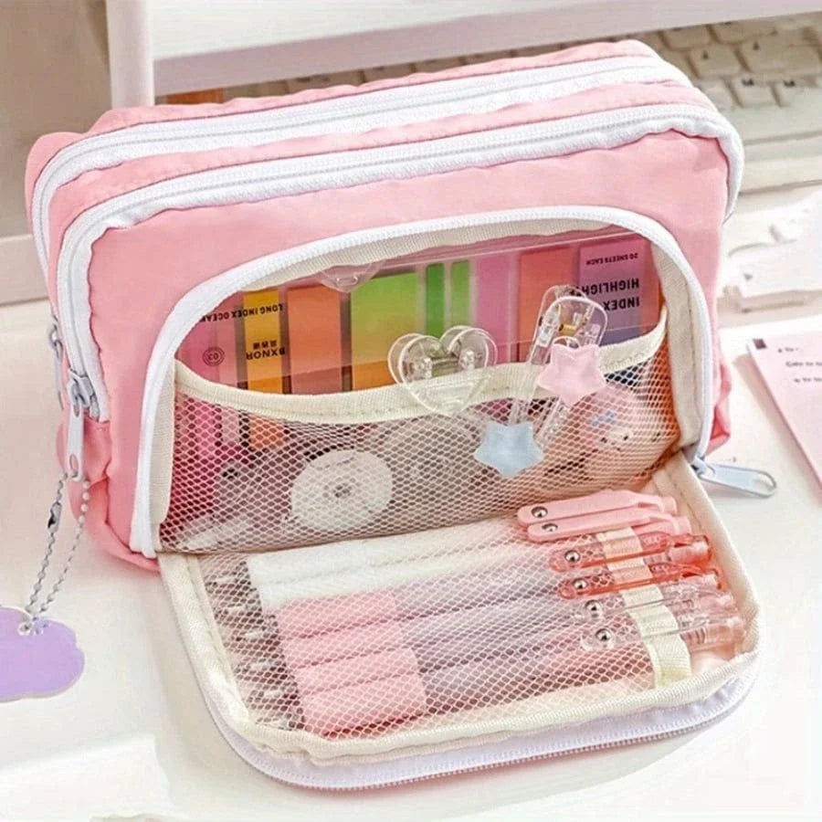 Cute Multi Layer Pencil Case Pouch, Large Capacity Pen Case Bag,Durable Stationery Storage Bag For Students, School&Office