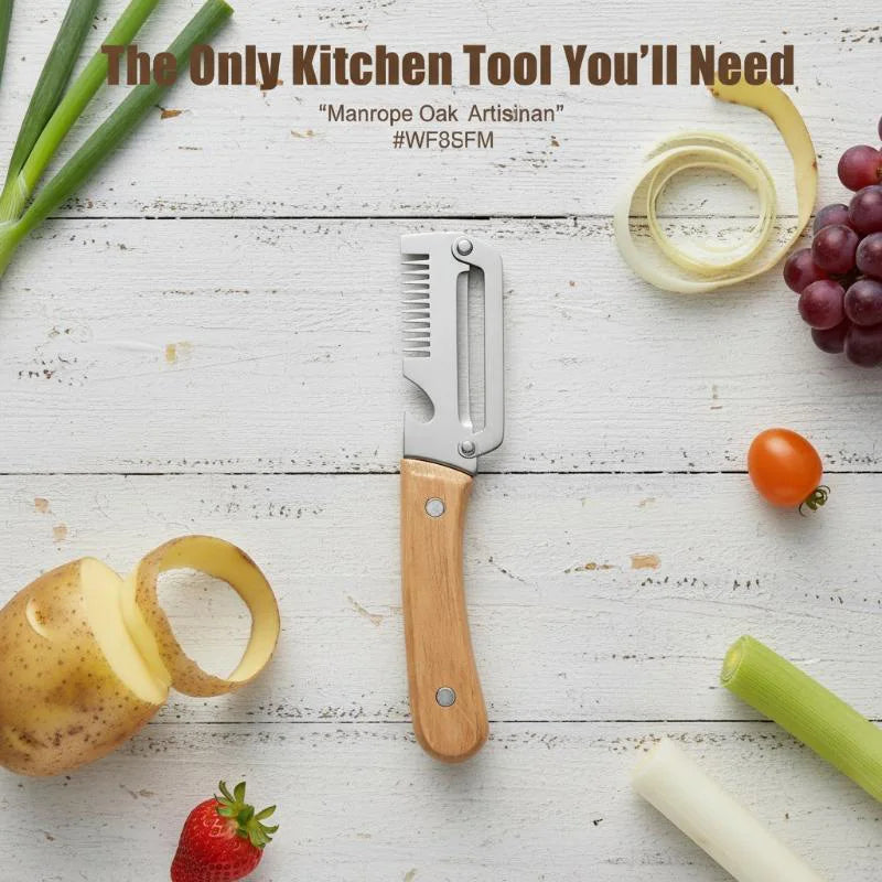 Multipurpose Vegetable Peeler Stainless Steel Kitchen Tool Wooden Handle Cutter For Scallion Potato Fruit Asparagus Winter Melon