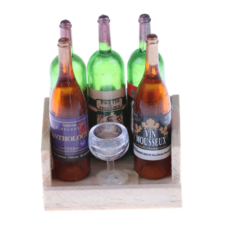 1 Set 1/12 Miniature Wine Bottles Dollhouse Kitchen Accessories - Mini Dolls House Living Room Accessories Beer Drink Bottles