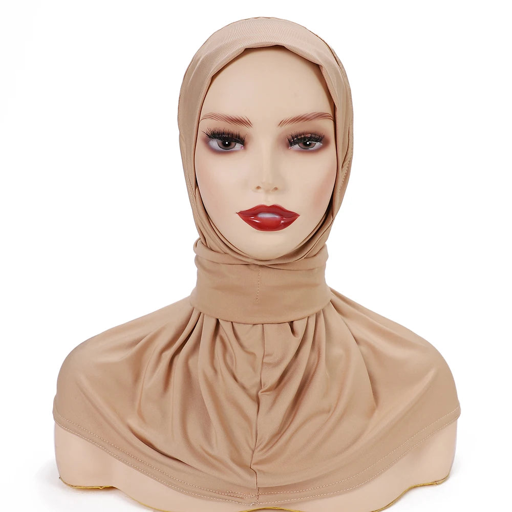New Instant Hijab for Muslim Women Full Cover Headwraps Scarf Islam Turban Caps Ready to Wear Snap Undercap Hijab