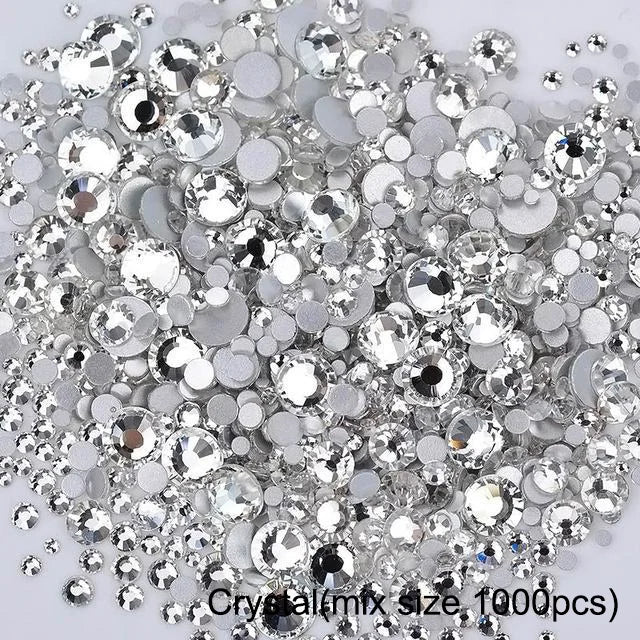 1440Pcs/Pack Flatback 3D Glass Swarovsky DIY Nails Rhinestones Art Decoration Shiny Crystal Stones Gems Manicure